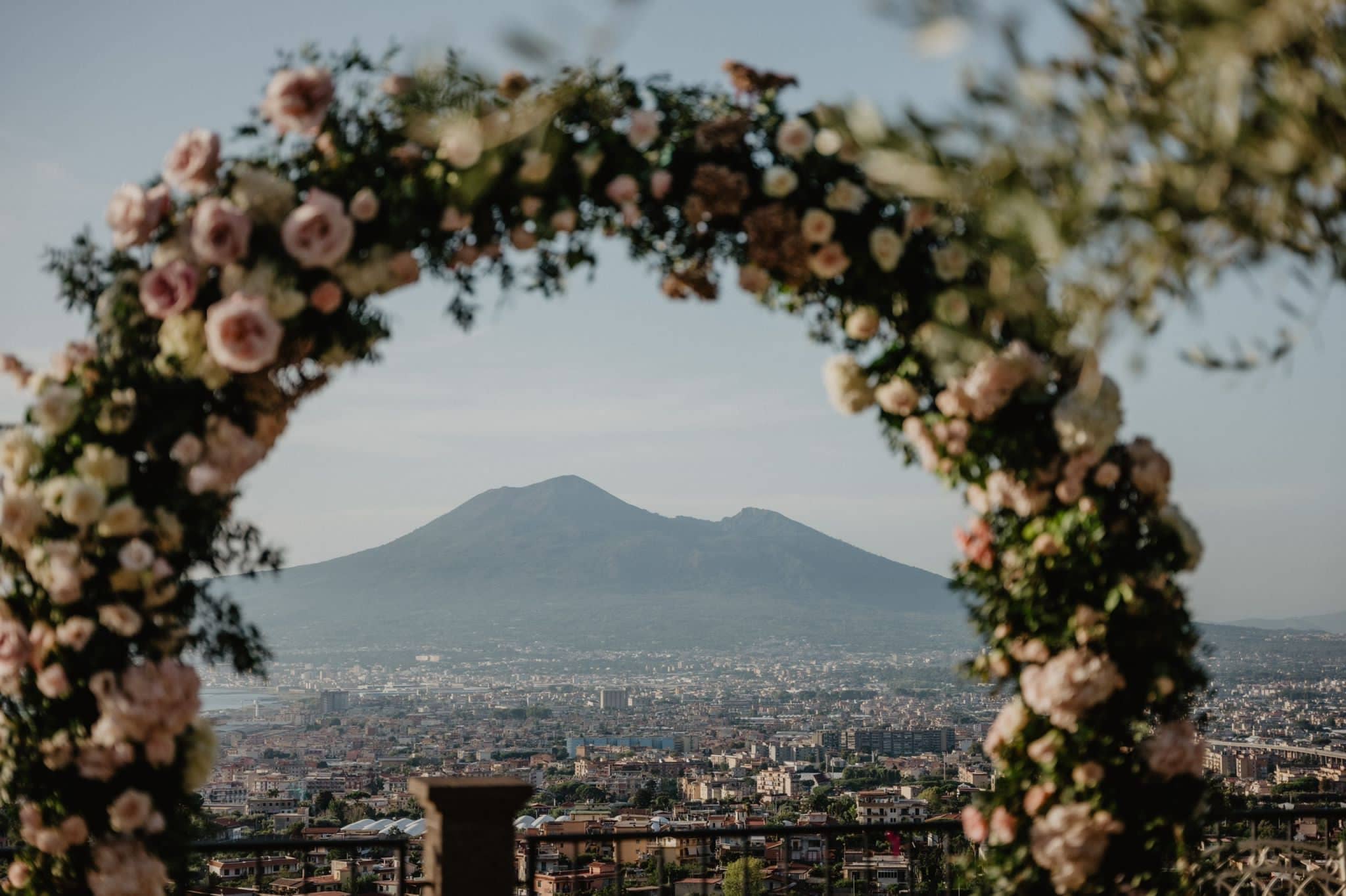 Flower Arch With Vesuvious View Wedding Napoli