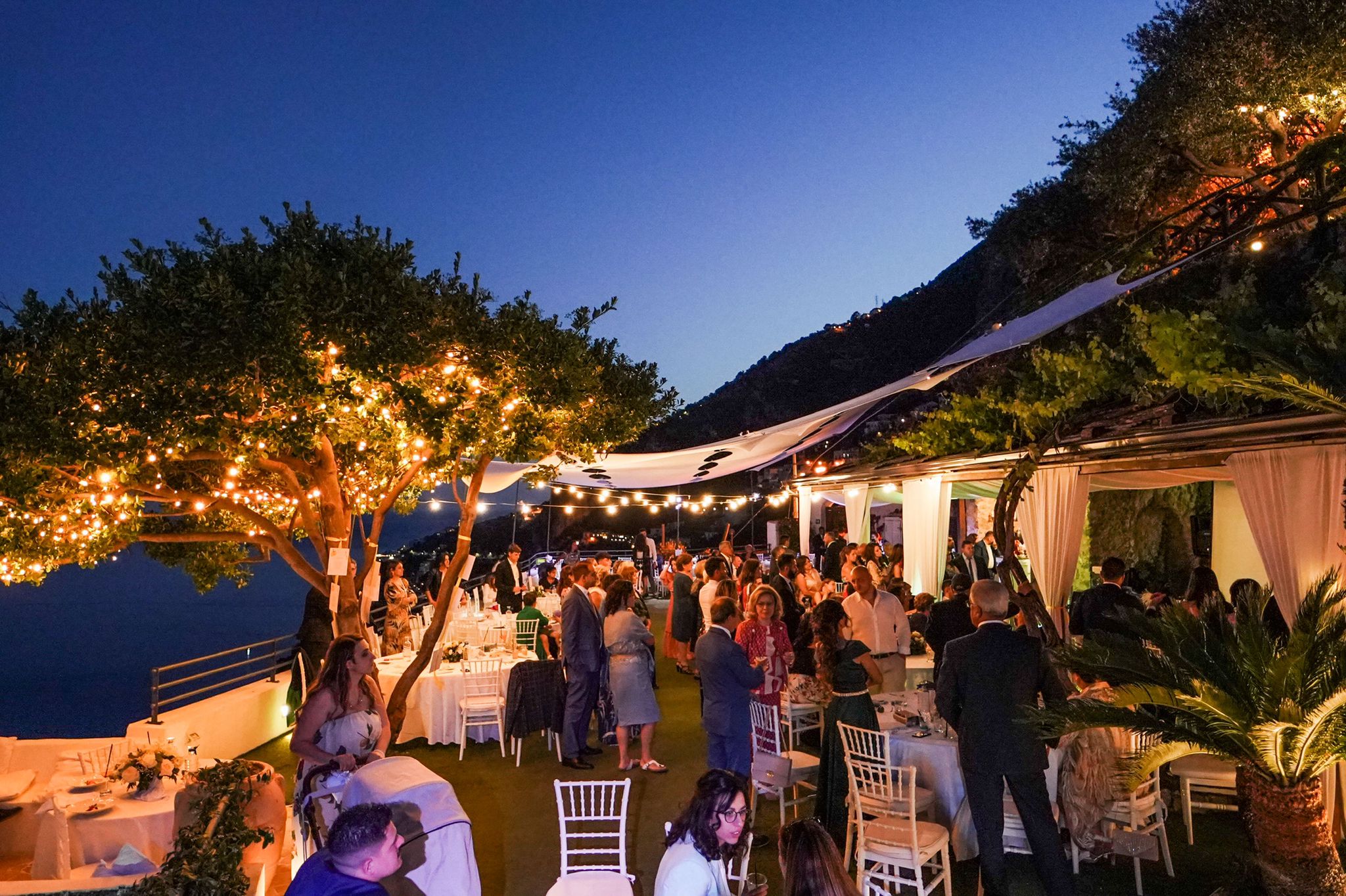 Italian wedding Amalfi garden night setup