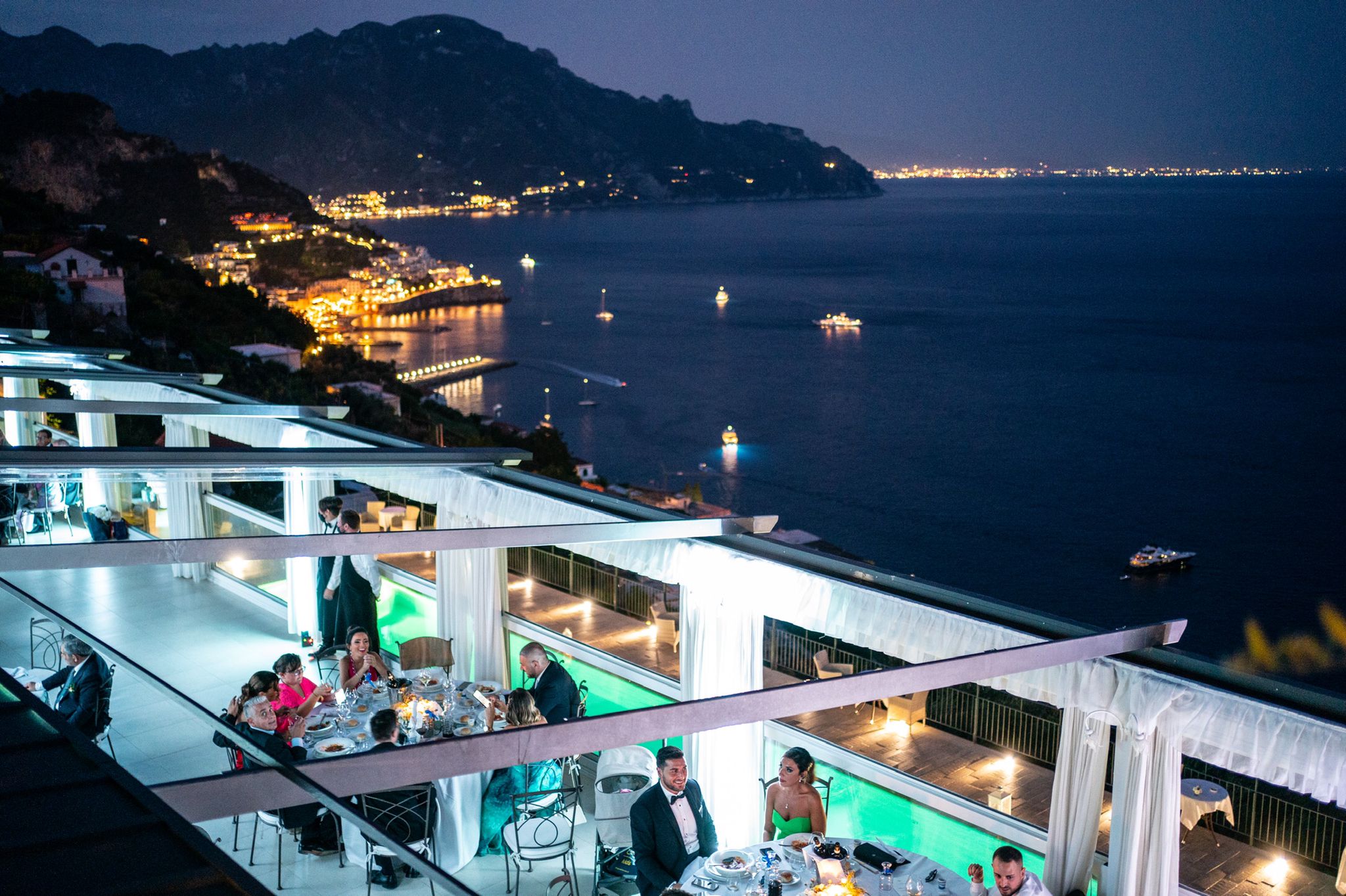 Amalfi venue terrace evening view